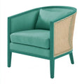 Sillón con laterales de rejilla y cojines lisos - verde/beige
