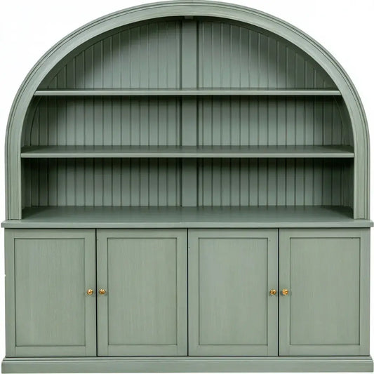 Aparador con estantes superiores de remate semicircular - verde