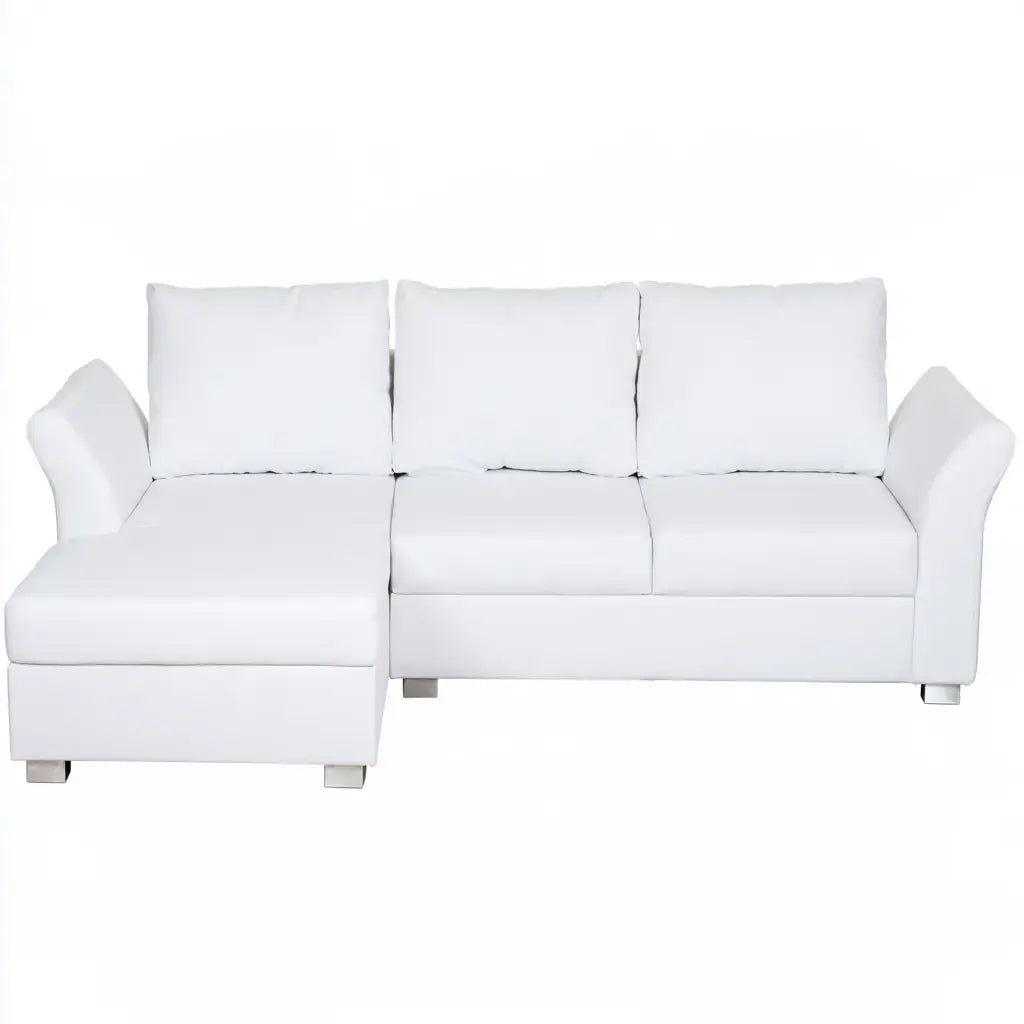 Sofá con asiento alargado y cojines rectos - blanco