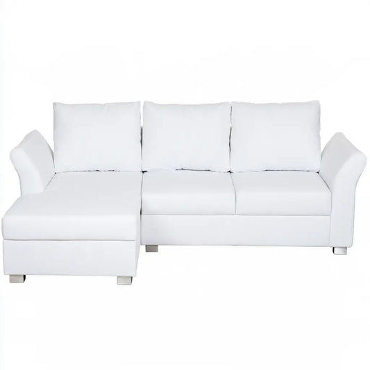 Sofá con asiento alargado y cojines rectos - blanco