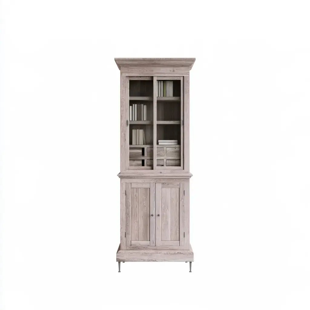 Vitrina estrecha con cajón y puerta inferior - gris