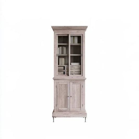 Vitrina estrecha con cajón y puerta inferior - gris