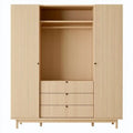 Armario con puertas estriadas y hueco central - beige