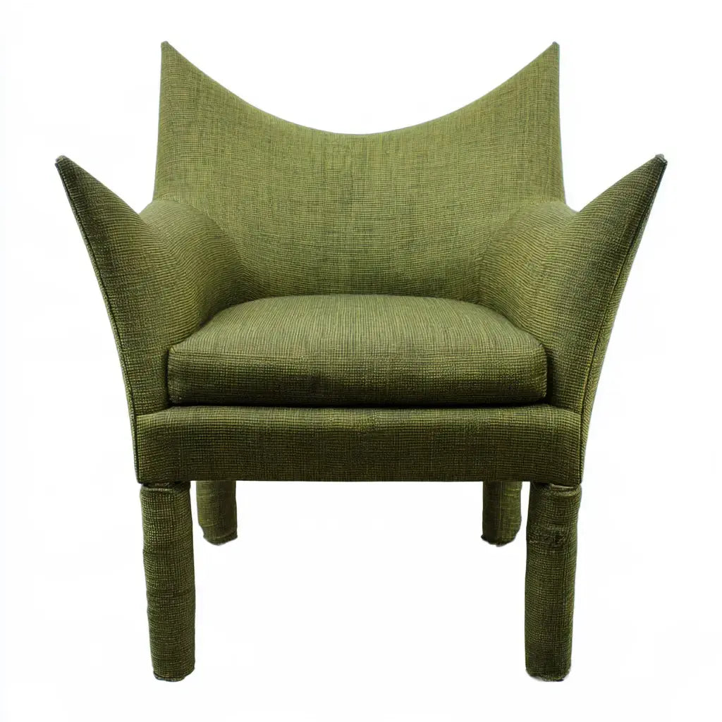 Sillón con respaldo de puntas y tapizado liso - verde