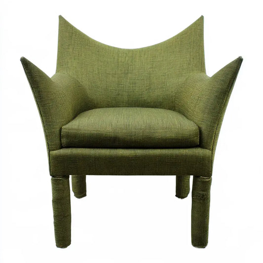 Sillón con respaldo de puntas y tapizado liso - verde