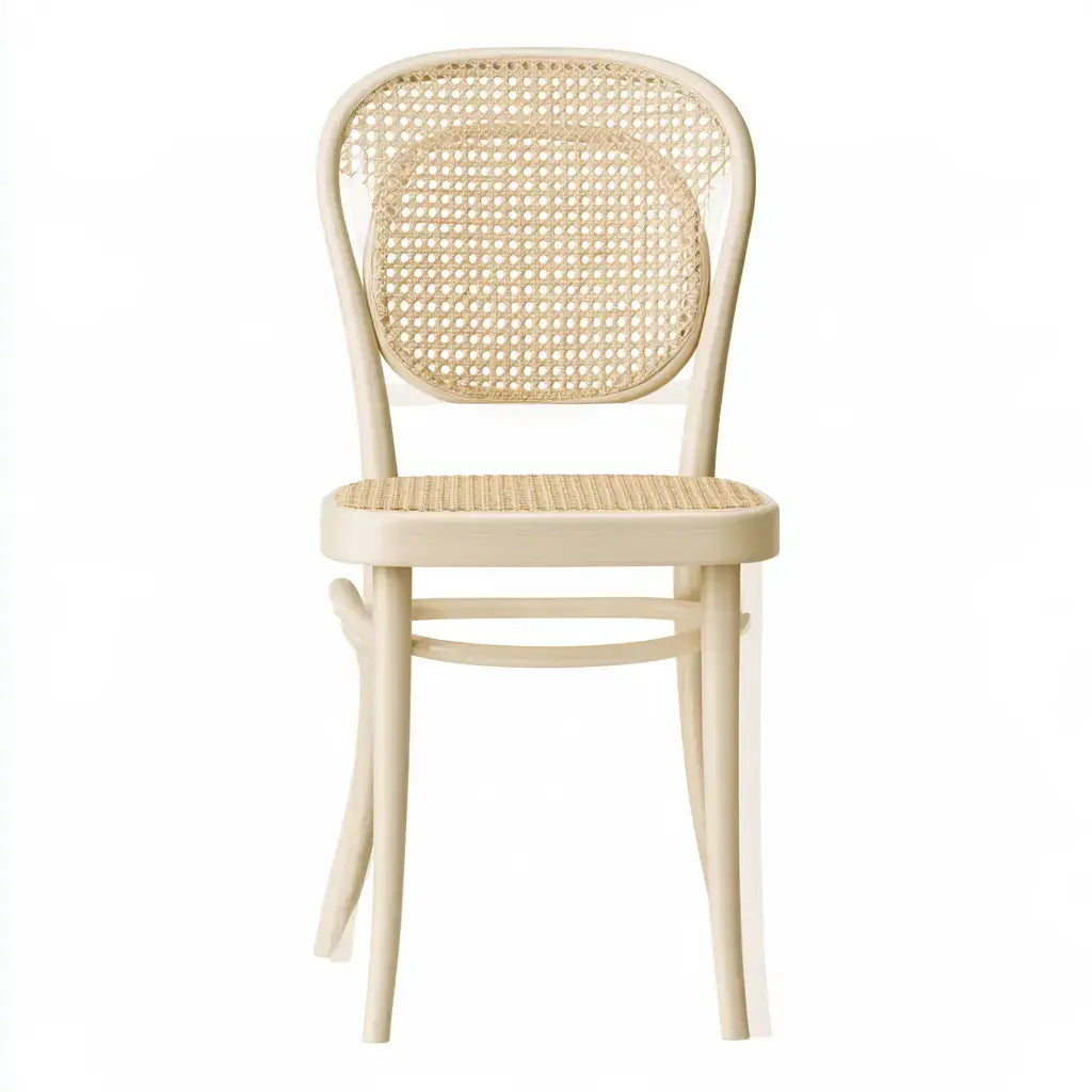 Silla con respaldo ovalado de rejilla - beige